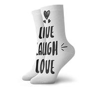 Athletic Socks, Live Laugh Love Cute Doodle Hearts Hand Drawn Modern Lettering Arrows Happiness Socks Unisex Office Socks Soft Walking Socks For Camping Outdoor Walking 40cm