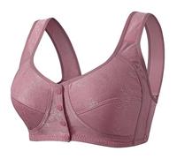 Athletic Sports Bras for Women Sized Pure Cotton Thin Frameless Lace Back Front Opening Bra for Mothers Woman's Sports Bra (B1-Purple, XXXL)