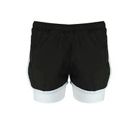 Athletic Sportswear Ladies Shorts 2 in 1 Running Shorts Sports Performance Fitness Gym Cycling Bottoms (14, Black/White)
