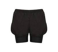Athletic Sportswear Ladies Shorts 2 in 1 Running Shorts Sports Performance Fitness Gym Cycling Bottoms (8, Black/Black)