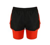 Athletic Sportswear Ladies Shorts 2 in 1 Running Shorts Sports Performance Fitness Gym Cycling Bottoms (16, Black/Red)