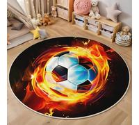 athletic style Burning football Rugs, Soft Cute Childrens Rug Low Pile Nursery Boys Girls Bedroom Rug Non-slip Washable Kids Carpets for Playroom, 100cm, orange color