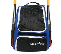 Athletico Baseball Bat Bag - Backpack for Baseball, T-Ball & Softball Equipment & Gear for Kids, Youth, and Adults | Holds Bat, Helmet, Glove, & Shoes | Separate Shoe Compartment, & Fence Hook (Blue)