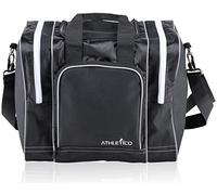 Athletico Bowling Bag for Single Ball - Single Ball Tote Bag With Padded Ball Holder - Fits a Single Pair of Bowling Shoes Up to Mens Size 14 (Black)