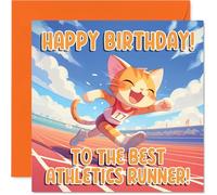 Athletics Birthday Card for Men Women - Sport Cats - Happy Birthday Card for Grandma Cousin Brother Nanny, 145mm Bday Greeting Cards