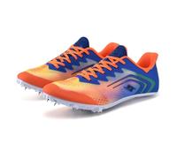 Athletics Competition Running Shoes with Studs for Durable Spikes Trainers for Physical Education Non-Slip Racing Shoes with Grippy Sole for Quick Sprints on Lawn Track Surface, orange, 9.5-10 Jahre