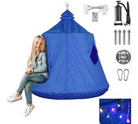 AthLike Hanging Tree Tent for Kids Indoor Outdoor Hanging Waterproof Tree Blanket Pod Portable Hanging Tent with Rainbow Lights Inflatable Base 45"H x 44"W