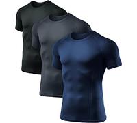ATHLIO 1 or 3 Pack Men's Cool Dry Short Sleeve Compression Shirts, Sports Baselayer T-Shirts Tops, Athletic Workout Shirt
