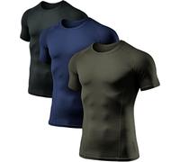 ATHLIO 1 or 3 Pack Men's Cool Dry Short Sleeve Compression Shirts, Sports Baselayer T-Shirts Tops, Athletic Workout Shirt