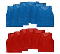 Athllete LITEMESH Pinnies Scrimmage Vests Team Practice Jersey for Child Youth Teen & Adult (12 Jerseys) Lightweight Pennys (6-Red + 6-Blue, Teen/Adult)