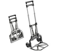 ATHLON TOOLS Aluminium Hand Truck Foldable Hand cart - Smooth-Running Wheels with Soft treads - incl. 2 Expanding Cords