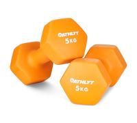 Athlyt Neoprene Dumbbell Set, 2 x 5kg, Orange