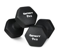 Athlyt Neoprene Dumbbell Set, 2 x 9kg, Black