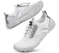 ATHMILE Hiking Barefoot Water Shoes for Women Men Beach Swim Aqua Pool River Quick Dry Athletic Wide Toe Outdoor Sport Kayaking Boating Rock Climbing Yoga Lake, A White Grey, 8.5 Women/7 Men
