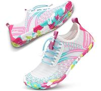 ATHMILE Hiking Barefoot Water Shoes for Women Men Beach Swim Aqua Pool River Quick Dry Athletic Wide Toe Outdoor Sport Kayaking Boating Rock Climbing Yoga Lake, A White Pink, 8.5 Women/7 Men