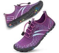 ATHMILE Hiking Barefoot Water Shoes for Women Men Beach Swim Aqua Pool River Quick Dry Athletic Wide Toe Outdoor Sport Kayaking Boating Rock Climbing Yoga Lake, A Purple, 6 Women/4.5 Men