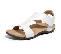 ATHMILE Orthopedic Womens Sandals, Adjustable Comfortable Walking Sandals for Women with Arch Support, Shoes for Beach and Travel & Daily Comfort, White, 3 UK