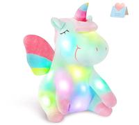 Athoinsu Light up Unicorn Stuffed Animal LED Soft Plush Toy with Colorful Night Lights Birthday Christmas for Toddlers Girls, 30 CM (LED Green)