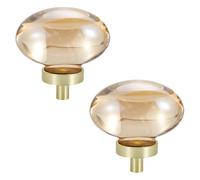 AthuAh Crystal Door knobs, 6 Pack Cabinet Door Wardrobe Handle Zinc Alloy Door Handle Transparent Crystal Knob Round Cake (Color : Champagne Pigeon Eggs)