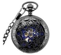 AthuAh Vintage Watch, Father's Day Pocket Watch Steampunk Retro Gear Skeleton Hand Wind Mechanical Roman Numeral Watches Clock Pendant with 14" Chain