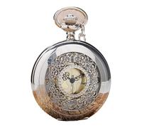 AthuAh Vintage Watch, Hollow Silver Pendant Pocket Watch with Necklace Chain for Men Women Black Gold dial(Silver Gold Dial)