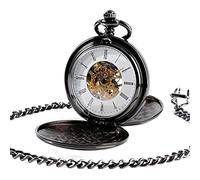 AthuAh Vintage Watch, Mechanical Pocket Watch Full Luxury Men Women Stylish Retro FOB Hand Wind-Black(Black)