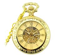 AthuAh Vintage Watch, Men's Vintage Pocket Watches Mechanical Steampunk Watches Clock Pendant with Chain Box Best(Gold)