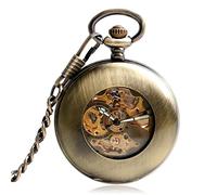 AthuAh Vintage Watch, Pocket Watch Copper Fashion Bronze Pendant Smooth Retro Skeleton Unisex Automatic Mechanical Stylish Gift