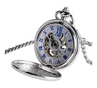 AthuAh Vintage Watch, Smooth Vintage Steel Mens Pocket Watch Watches Silver Mechanical Pocket Watch with Mens Womens Unique Gift
