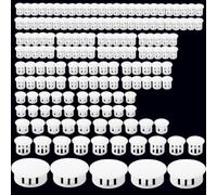 Athyior 165pcs Plastic Hole Plugs White 7 Sizes - Screw Hole Covers Caps Locking Insert End Cap Round Flush Type Holes Fix Plug Drilling Cover for Furniture Cabinet Kitchen Cupboard