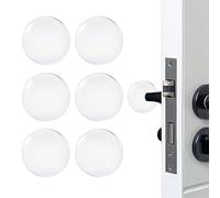 Athyior 6pcs 4cm Door Knob Stoppers - Soft Rubber Handle Stopper Wall Shield Self Adhesive Furniture Protector Door Bumpers for Wall, Desk, Toilet Bowl(Round, Clear)