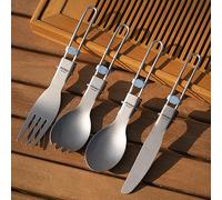 ATiAP Outdoor Camping Cookware & Folding Cutlery Set - Titanium Fork, Knife, Spoon (Ta8002F、Ta8003F、Ta8005F)