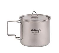ATiAP Ultralight Titanium Mug 550 ml Camping Fry Pan Foldable Handle with Lid and Stuff Sack