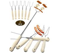 Atigrado Marshmallow Roasting Sticks, 32” Long Smores Sticks for Fire Pit, Heavy Duty Hot Dog Sticks for Campfire, Extendable Camping Skewers for S'mores, 6 Pcs