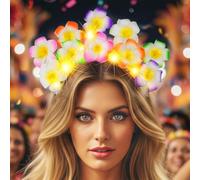 Atigy Light Up Flower Headband LED Colorful Headpiece Glowing Rave Costume Hair Accessories for Women
