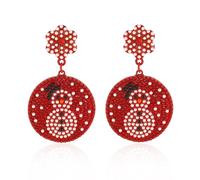 ATIMIGO Merry Christmas Drop Dangle Earrings Cute Christmas Xmas Tree Light Bulb Snowman Santa Candy Cane Socks Red Bow Beaded Dangling Earrings for Women Christmas Gift, Zinc, No Gemstone