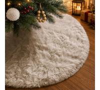 AtiMing 30" Khaki Plush Christmas Tree Skirt Small - Premium Thick Faux Fur Xmas Tree Skirt Mat, Luxurious Holiday Decor for New Year Christmas Home & Party Decorations - 78cm