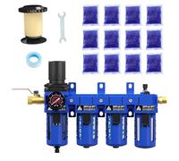 ATINY 1/2" NPT Compressed Air Filter Lubricator Combo, Oil Water Separator, Brass Cartridge with Dual Desiccant, Gauge (0-150psi), Polyethylene Bowl, Drain