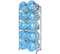 Ationgle 5 Gallon Water Jug Rack for 10 Cooler Bottles, Multiple Tier Heavy-Duty Metal Water Bottle Holder with X Frame, Detachable Water Bottle Storage Organizer for Kitchen Office, Silver Grey