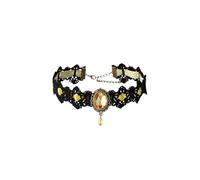 Atiptu Gothic Lace Choker Necklace for Women Black Lace Choker Necklace Vintage Red Crystal Pendant Necklaces Vampire Necklaces Halloween Costume Accessories, Normal Large, Metal, No Gemstone