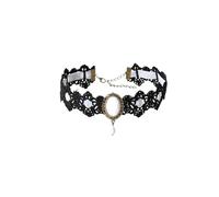 Atiptu Gothic Lace Choker Necklace for Women Black Lace Choker Necklace Vintage Red Crystal Pendant Necklaces Vampire Necklaces Halloween Costume Accessories, Normal Large, Metal, No Gemstone