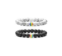 Atiptu Matching Couple Bracelets Crown Distance Couple Bracelets Agate 8mm Beads Bracelet Soulmate Gife for Him and Her, agate, no gemstone