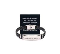 Atiptu Remember Who The F You Are Motivationa Bracelet-Dont Let The Hard Days Win Bracelet for Women Men Black Braided Stainless Steel Engraved Inspirational Message Fashion Bracelet Jewelry, L