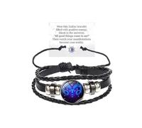 Atiptu Zodiac Signs Spirit Bracelet Multilayer Adjustable 12 Constellation Zodiac Leather Bracelets for Women Men Handmade Woven Glow in the Dark Zodiac Jewelry Gift for Constellation Lover,
