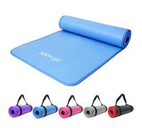 ATIVAFIT NBR Yoga Mat, 10MM Thick - 183cm x 61cm, Non Slip Mat with Strap, Ideal for Pilates, Sit Ups, Planks, Stretching, Push Ups - Blue