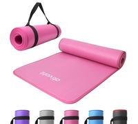ATIVAFIT NBR Yoga Mat, 10MM Thick - 183cm x 61cm, Non Slip Mat with Strap, Ideal for Pilates, Sit Ups, Planks, Stretching, Push Ups - Pink