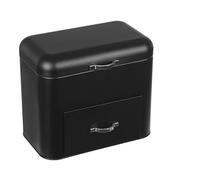 ATIVLB 2 Tiers Retro Large Bread Box Storage Counter Oraganizer Drawer Box,with Practical Handles Black Bin,for Store Loaves Plus Rolls, Bread, Pastries,30x18x26cm