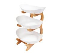 ATIVLB 3-Tier Serving Bowls with Stand Snack Dessert Cake Tray Plate Rack for Party Wedding Fruit Bowl Bamboo Food Big Capacity Berry Storage in Party,for Display Fruits, Candies, Desserts, Jewelry