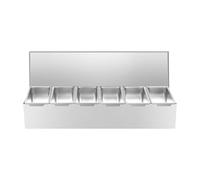 ATIVLB Stainless Steel Seasoning Spice Box Jar Condiment Dispenser Storage Container 6 Grids Containers Kitchen Set,for Kitchens, Restaurants,Product Size 46 * 15 * 9cm