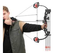 ATIVLB Youth Compound Bow 16-29lbs Adjustable Right Hand with 12 Arrows Set | Single-pin sight with level, brush arrow rest for accuracy, arm guard, target paper included, 19.29-28.35in draw length